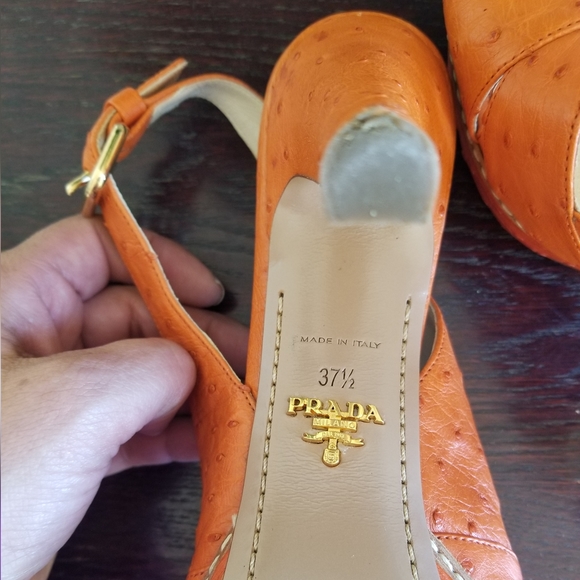 Prada ostrich  platform heels sz 37.5 - Picture 15 of 16